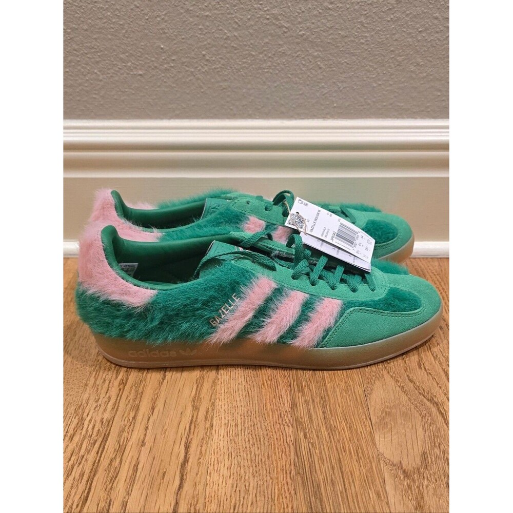 Adidas Gazelle Indoor Green Glow Pink Furry Sneaker NWT Women 11 Men 10 JP8342 - Picture 4 of 11